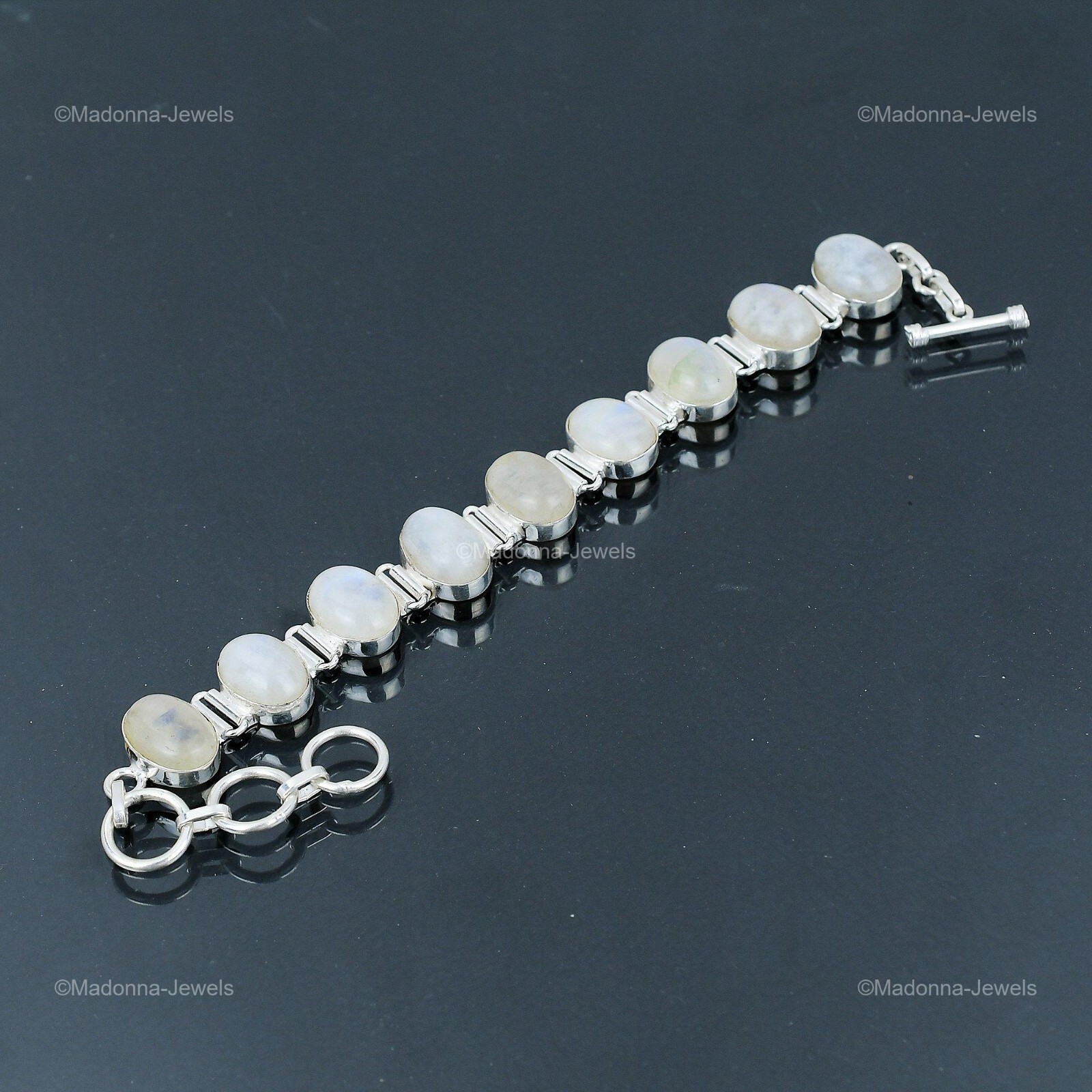 Easter Deal Rainbow Moonstone Stone 925 Silver Sister Chain New Bracelet Jewelry