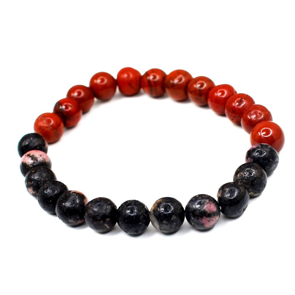 Awesome Red Jasper & Rhodonite 100.00 Cts Stretchable Bracelet Beaded VK 12 AZ5
