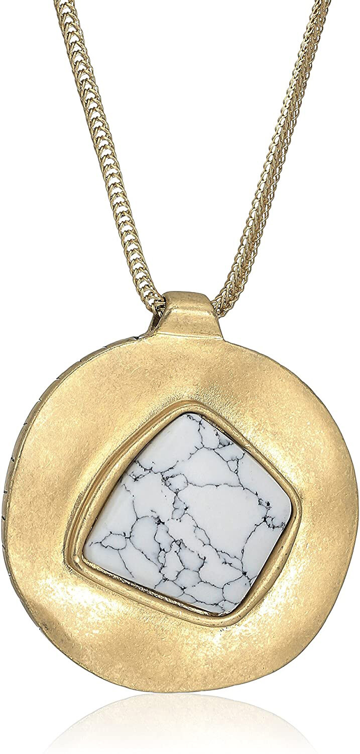 The Sak Semi-Precious Irregular Stone Gold Pendant Necklace #SAK118