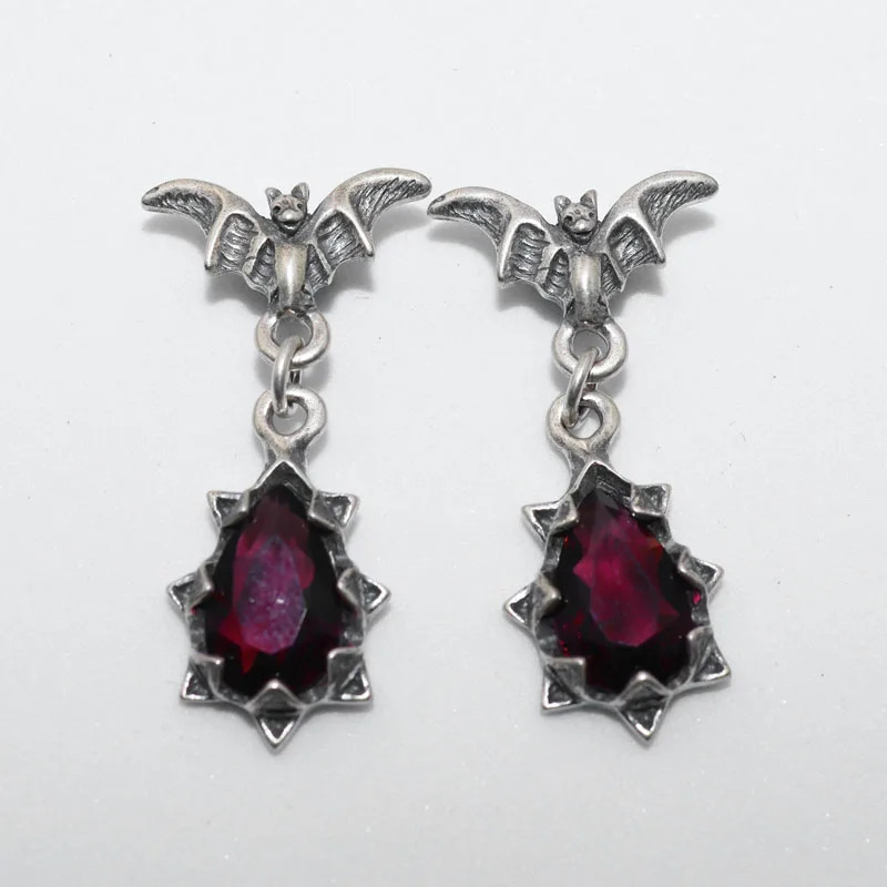 Retro Gothic Night Bat Zircon Earrings Personality Male and Female Punk Rock