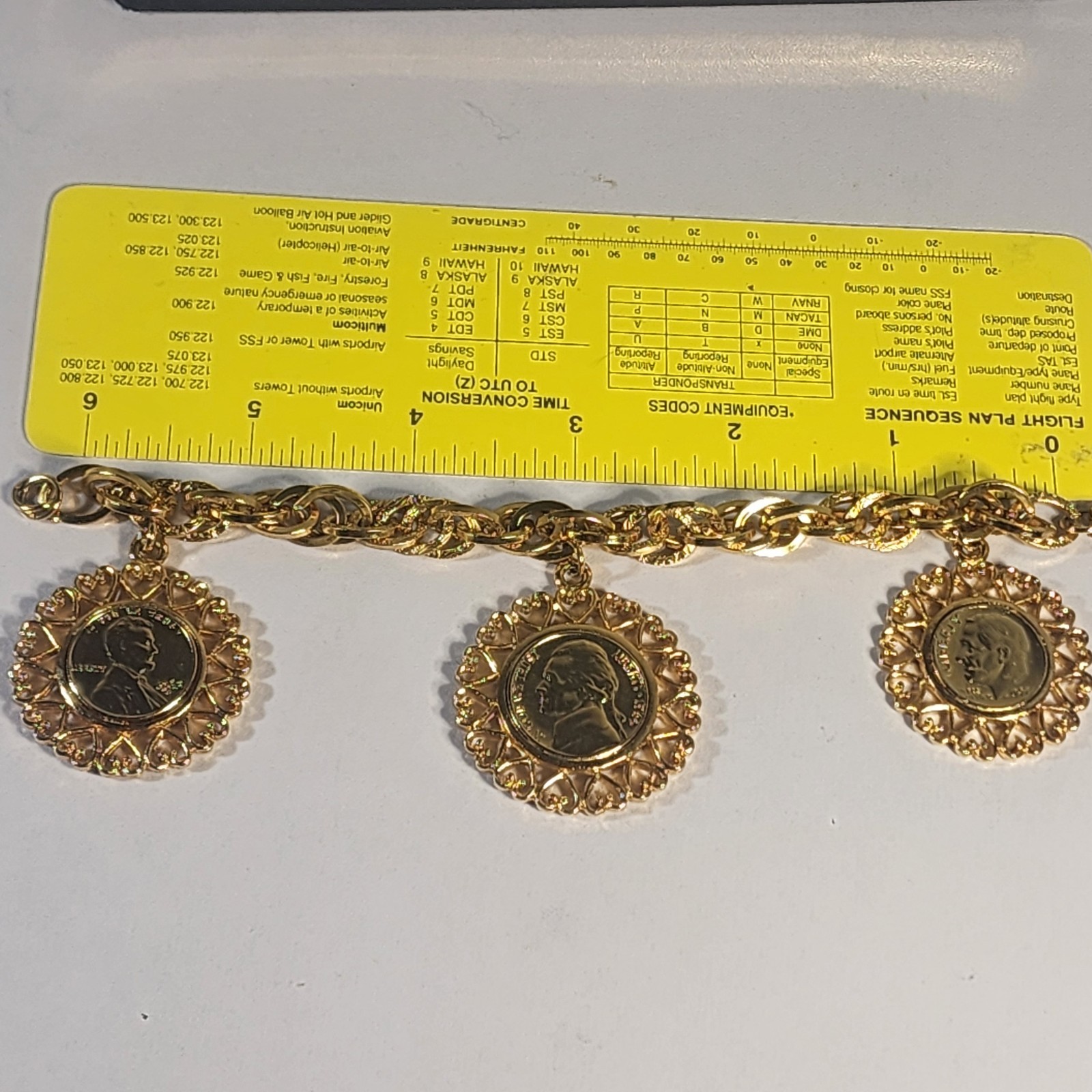 Vintage US Mint Collectors Edition Fountain Of Coins Bracelet 24k HGE 6″ W Box
