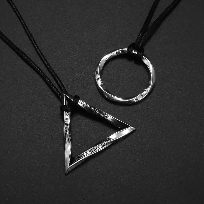 Mobius Pendant Necklace Silver Tone Twisted Geometric Charm Chain Jewelry