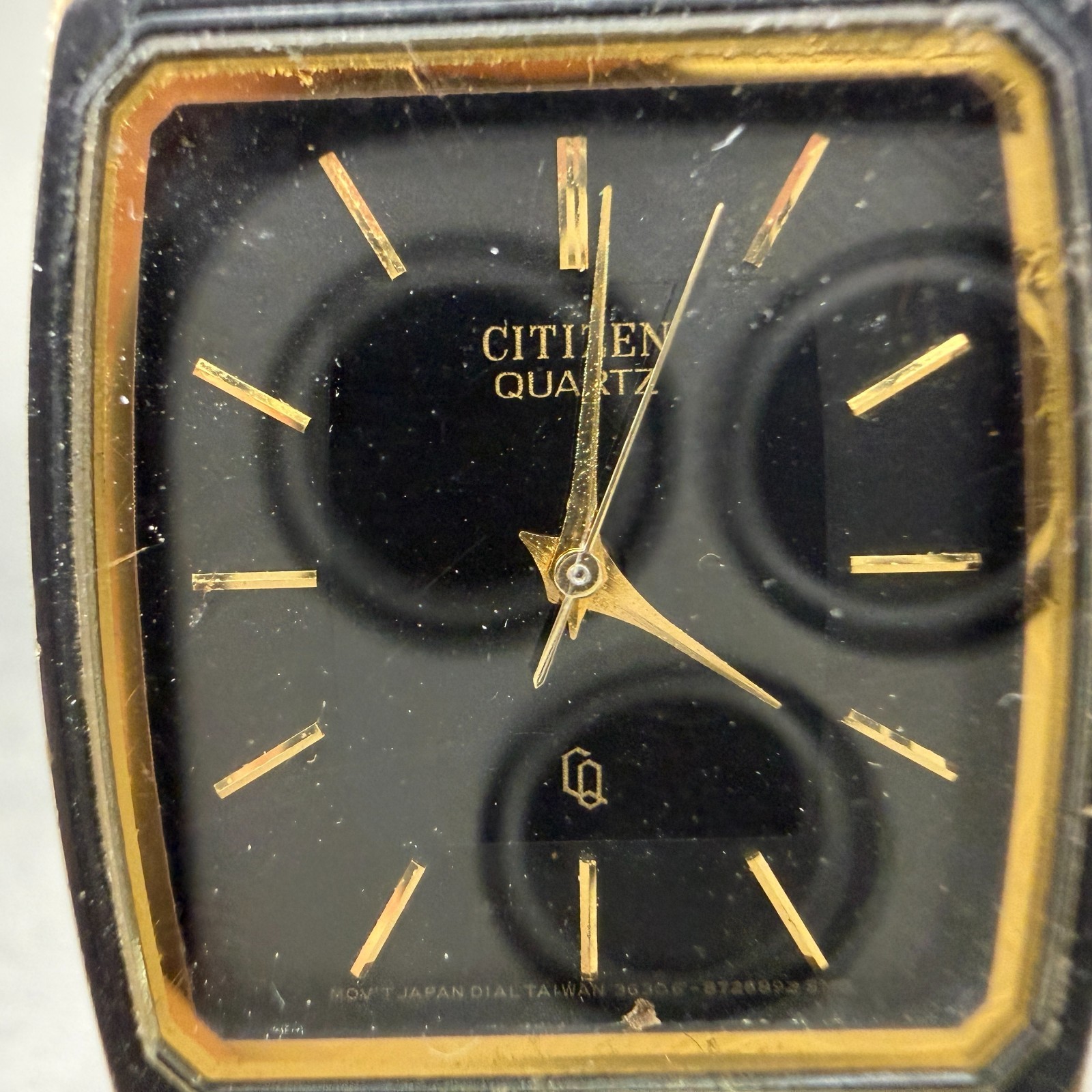 Citizen CQ Tank Watch Men 26mm Black Dial Black & Gold Tone 3630-891309 PARTS
