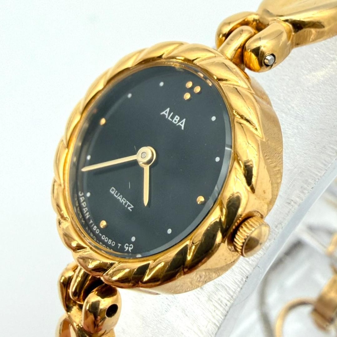 Seiko Alba bracelet watch, gold, new battery, stainless steel, women’s, work