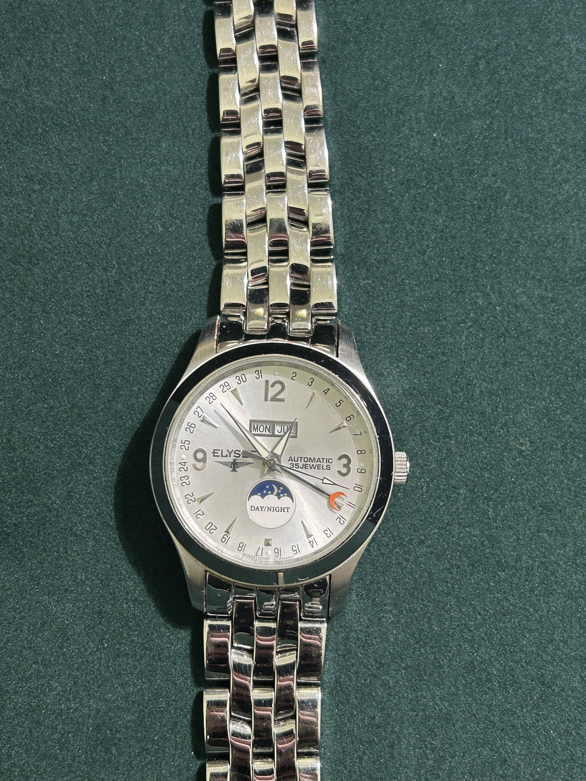Elysee Automatic 35 Jewels 38Hr Reserve Dual Time Jump Second Rare German Watch