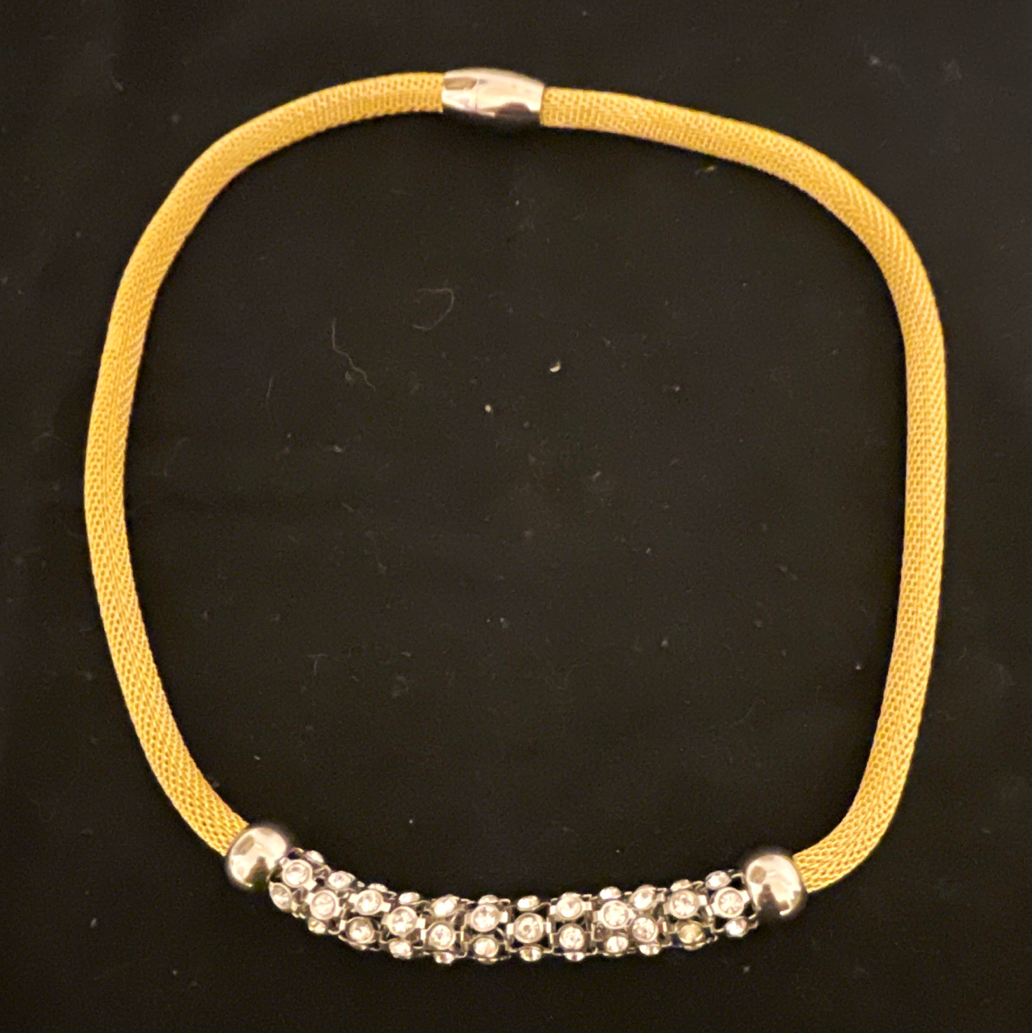 Gold-Tone Mesh Bracelet Magnetic Clasp with Silver-Tone & Rhinestones