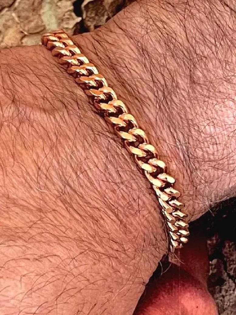 Solid Copper 1/4 of an inch wide Men’s 8 Inch Link Bracelet CB651G.
