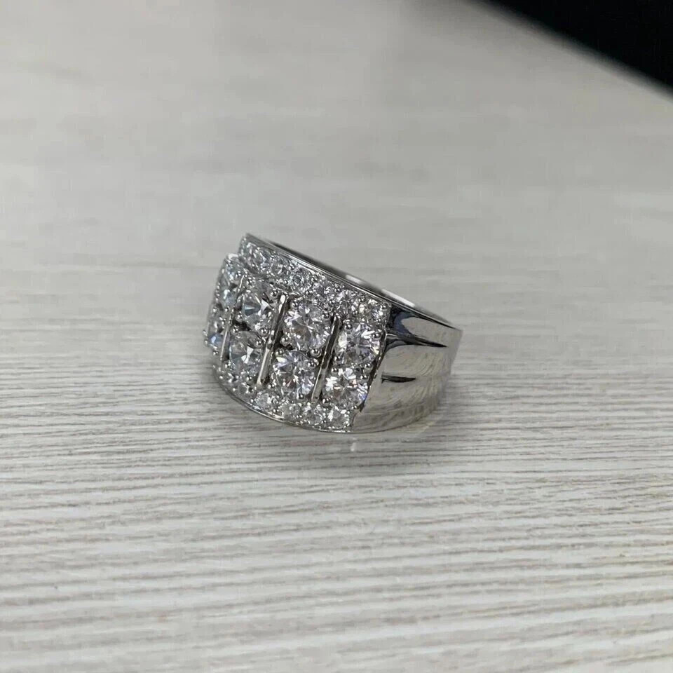 2.50 Ct Round Cut Lab Created Diamond Cluster Wedding Ring 14K White Gold Plated