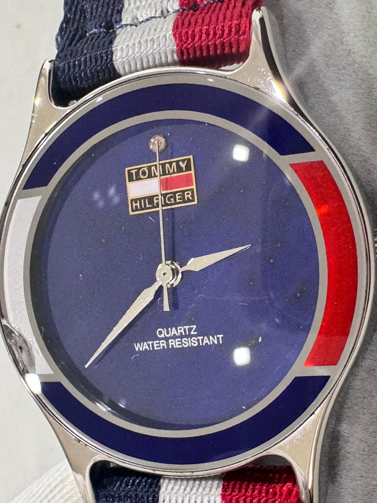 NOS Vintage Tommy Hilfiger Quartz Watch Blue Dial Original Strap Included Runs