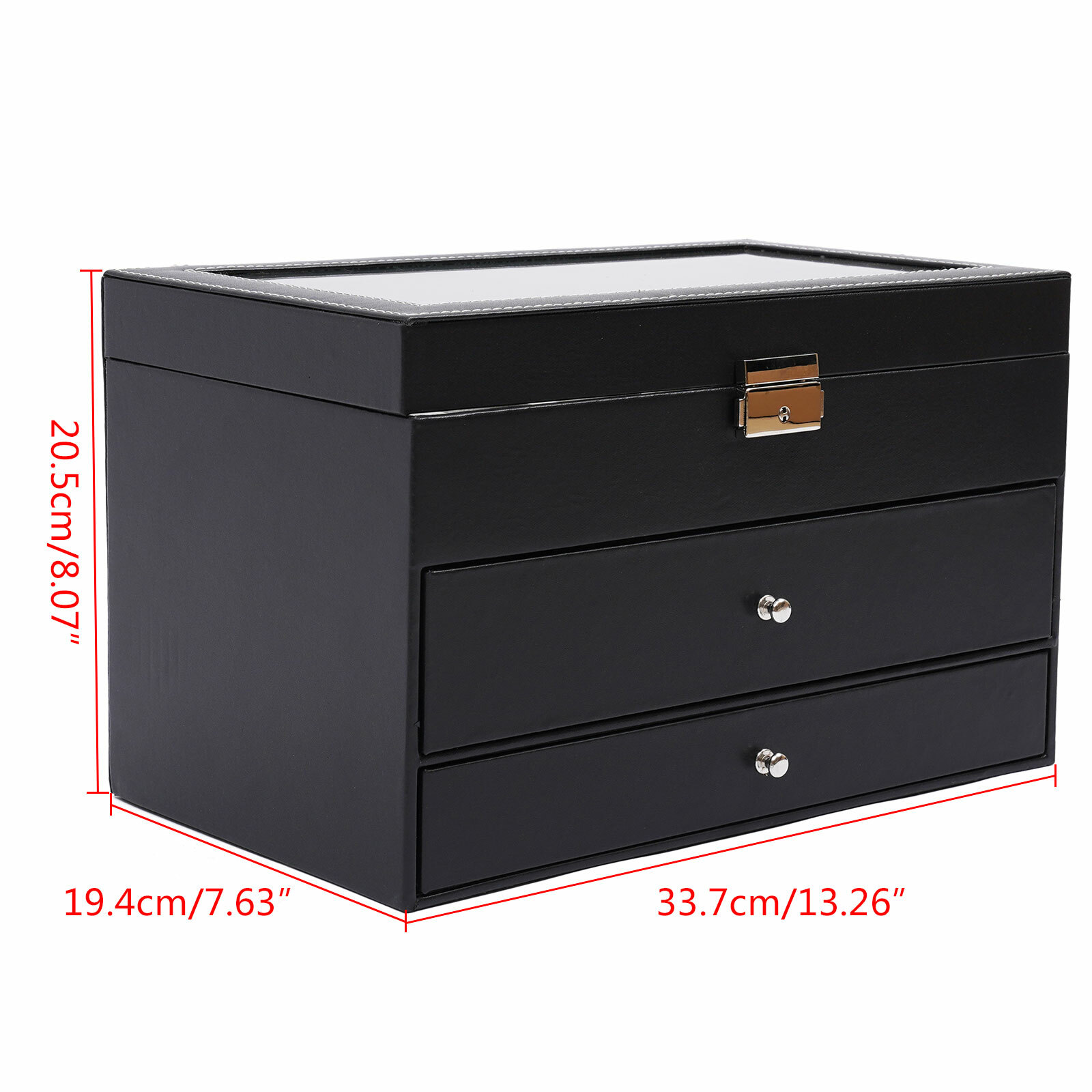 3-Layer Jewelry Display Box Ring Display Case Box Black Watch Eyeglasses Box