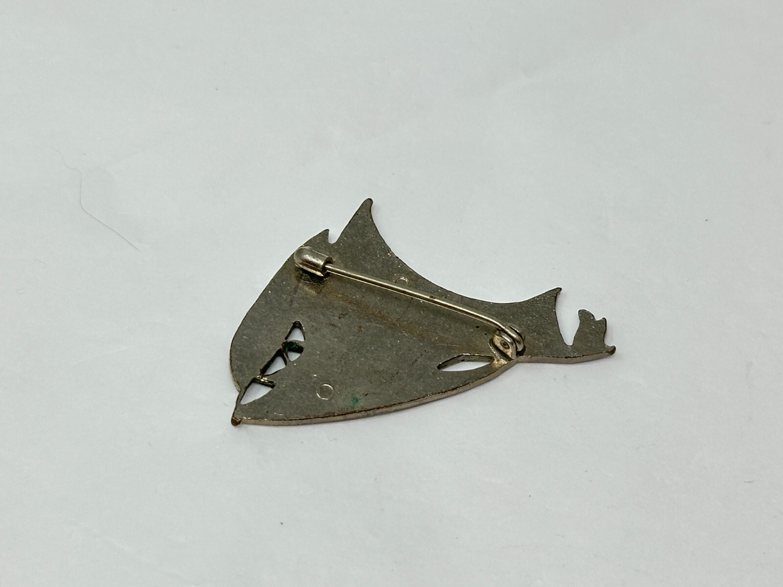 Vintage Silvertone White Orange Blue Enamel Sailboat Boat Pin