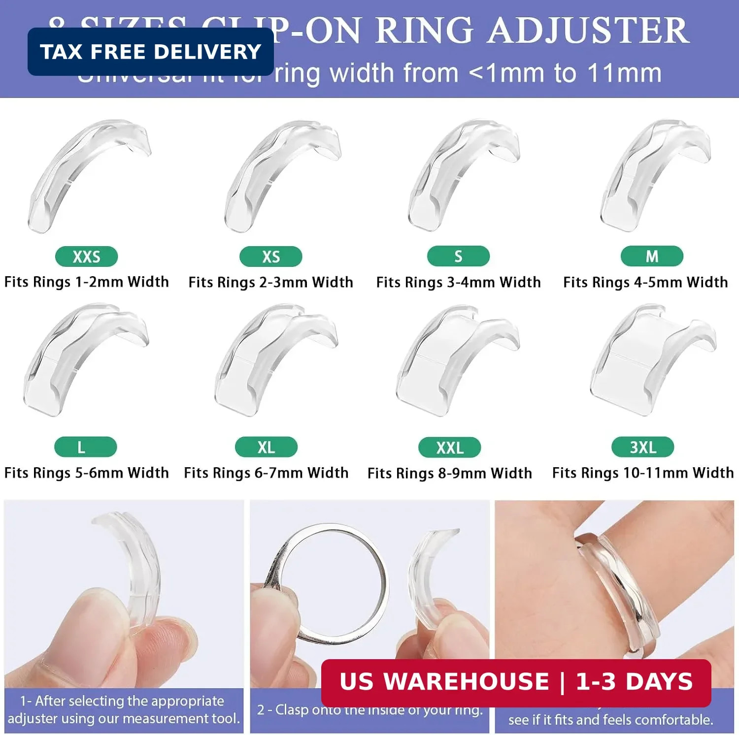 Xixter Ring Sizers for Loose Rings,14-Pack Adjuster Kit with Premium TPU to Stop