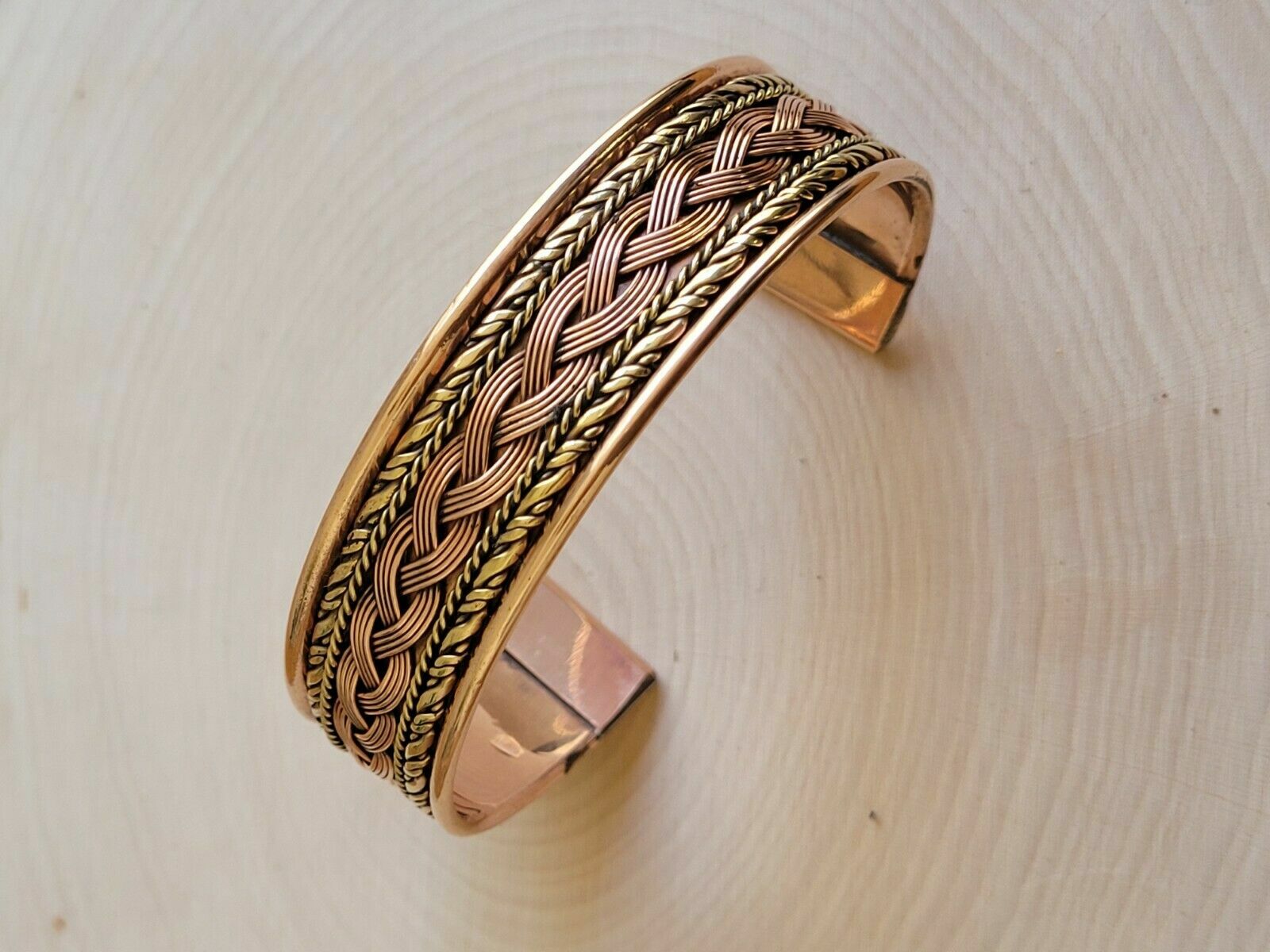 Solid Copper Two Tone Cuffed Health Bracelet – Pure Copper & Brass Cuff Bracelet