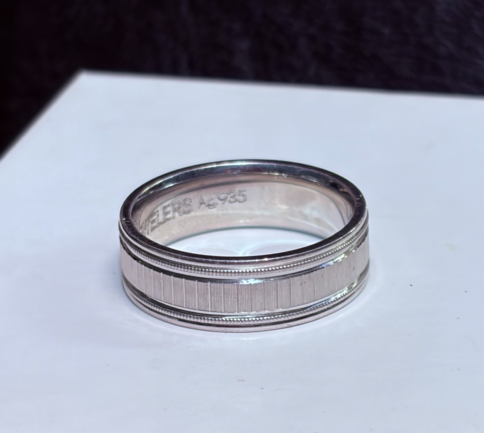 935 argentium silver Satin Finished Band 7mm Size 10