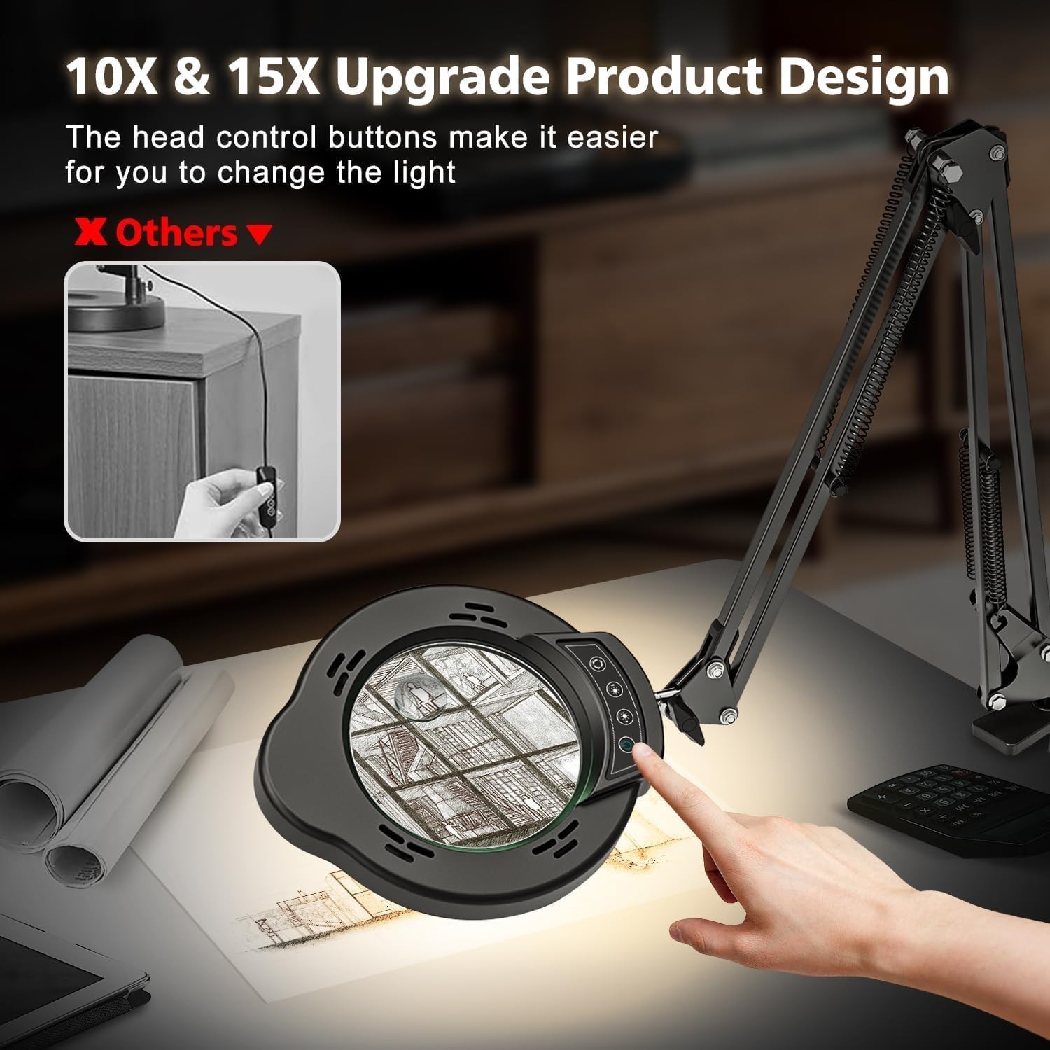 Magnifying Glass with Light and Clamp 15X 10X Desk Magnifying Lamp 84 LED Real