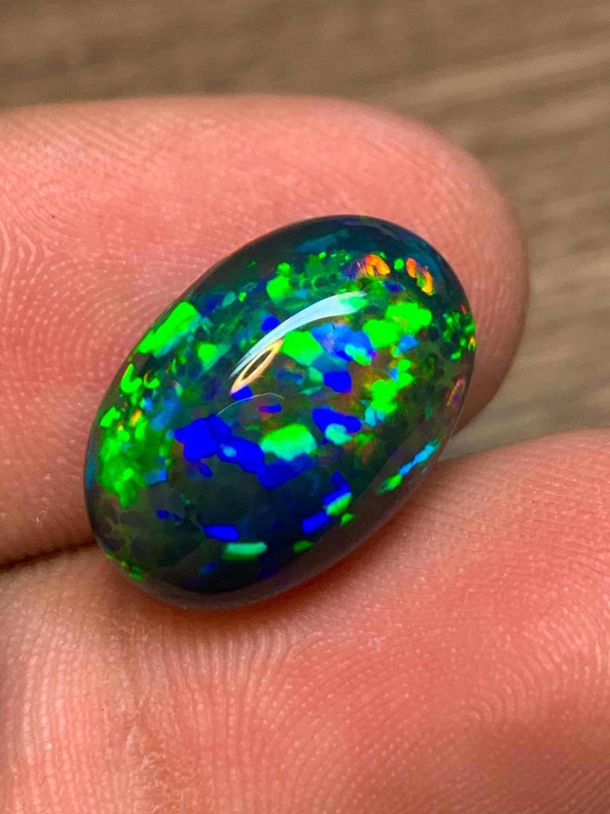 Ethiopian Black Opal Honeycomb Pin Fire 5.85 Carat Oval Cabochon Loose Gemstone