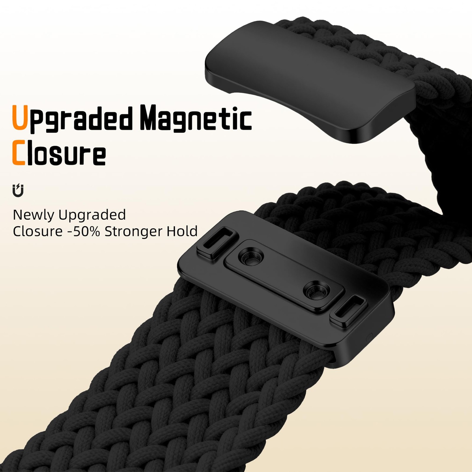 IDW25 Smart Watch Bands, 22mm Braided Elastic Bands 5.85-9.5 inches, Black