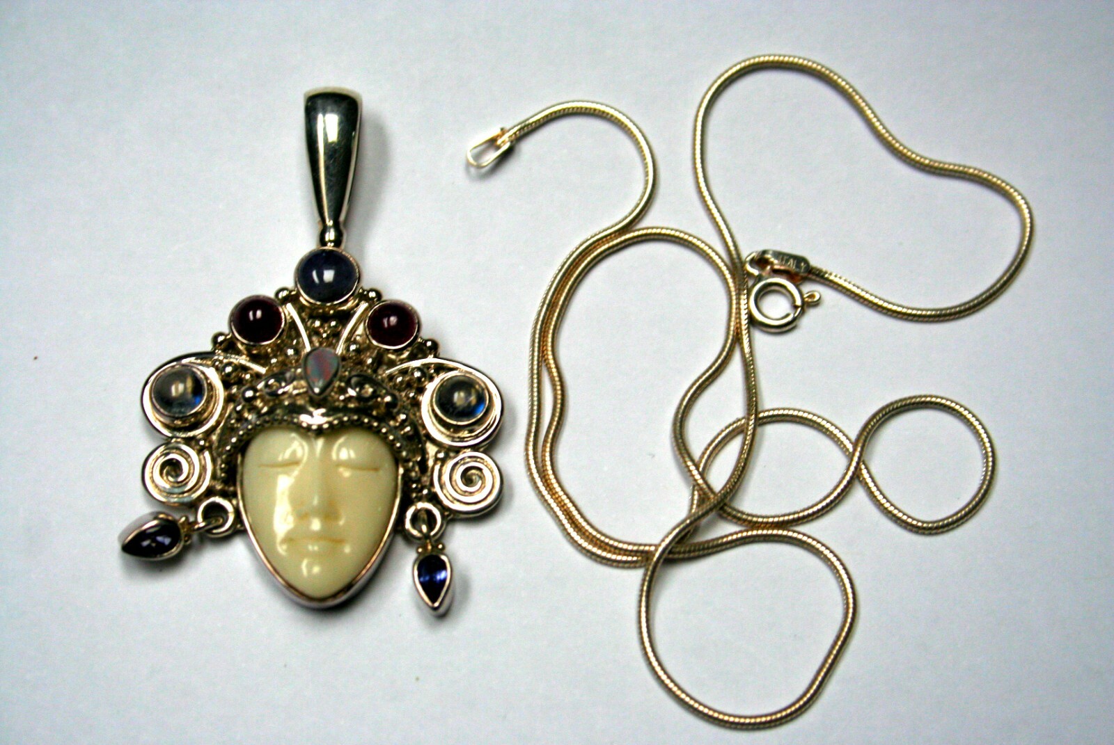 #2 Sajen Sterling Silver Goddess Bone Face, and other gemstones listed below
