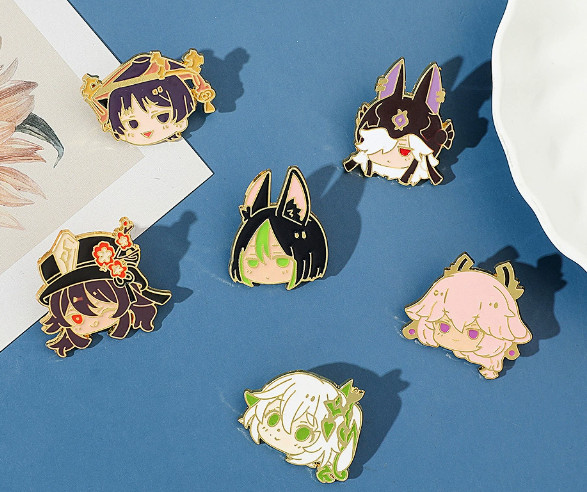 10pcs Cute Anime cartoon brooch metal badge accessory alloy