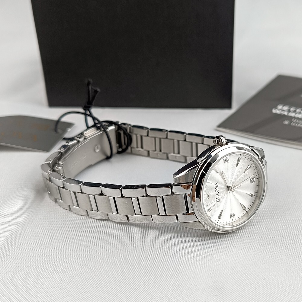 New Bulova Sutton 96P219 Diamond White Dial Quartz Stainless Steel Women’s Watch