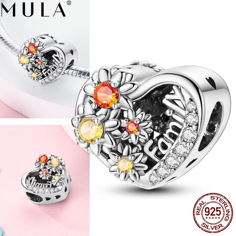 MULA Original 925 Sterling Silver Sunflower Hollow Charm CZ for Women Bracelet