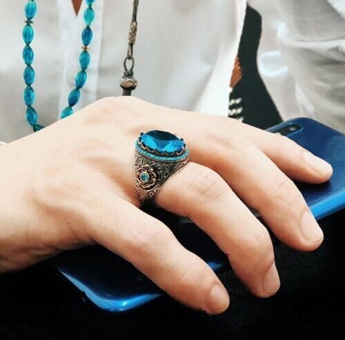 4 Ct Simulated Aquamarine Vintage Style Ring Silver Plated Valentine Gifts Ring