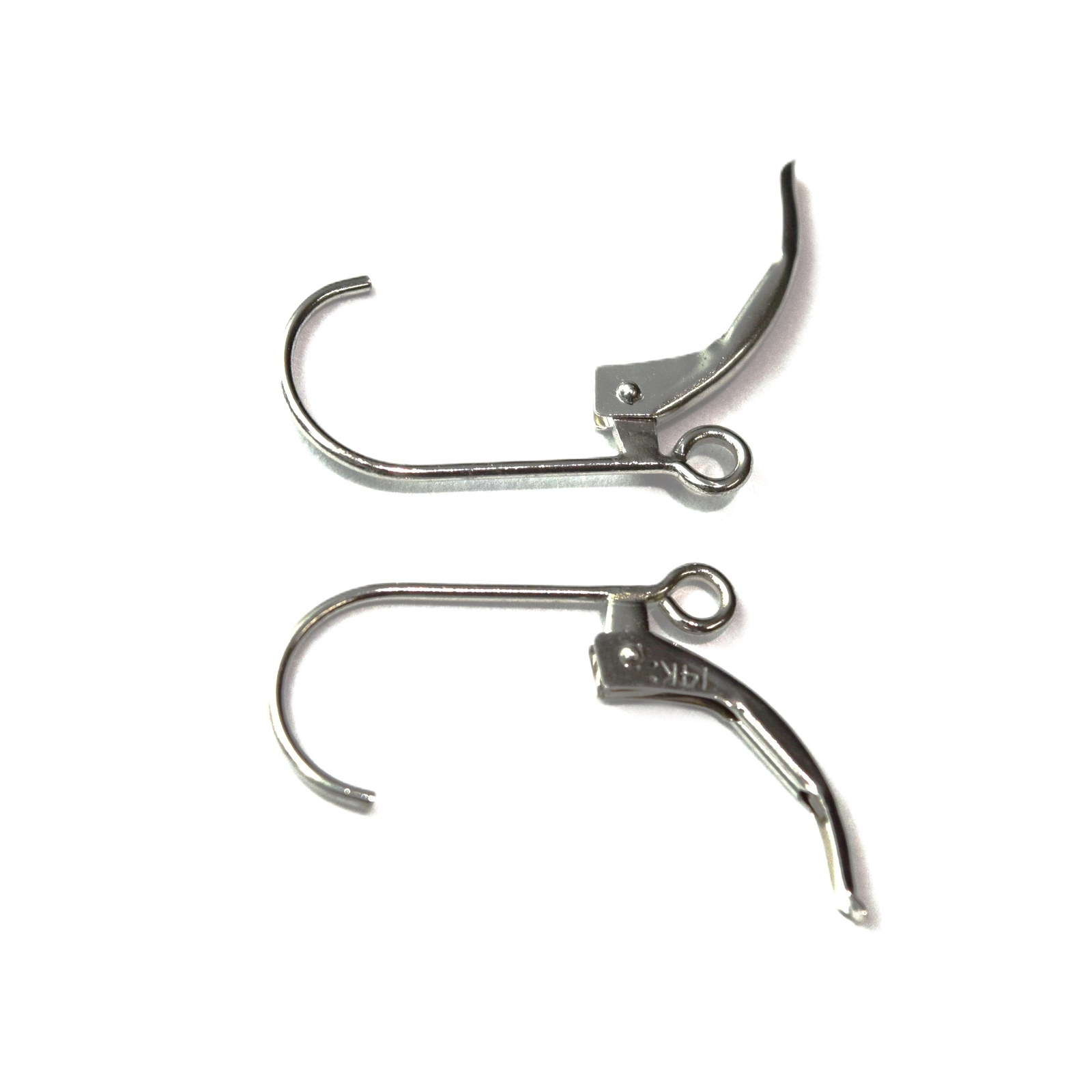 Solid 14K White Gold Leverback Earring Findings (2Pcs/1Pair) – Made in USA
