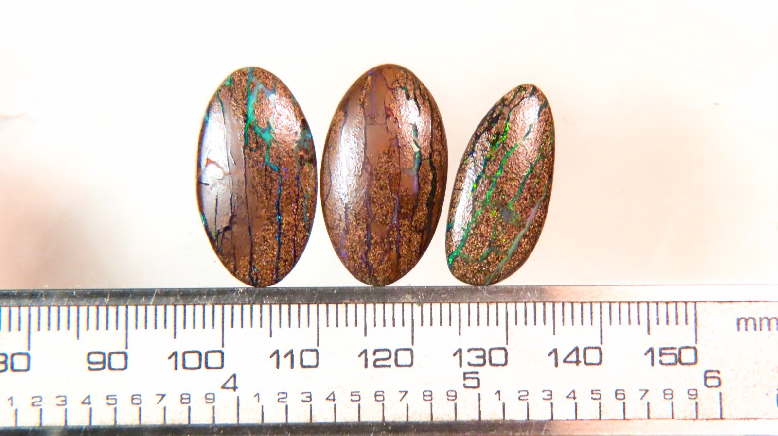 31.7c LUCKY AUSSIE 3x BOULDER OPAL GEMS POLISHED CABOCHON UNSET OCA19077
