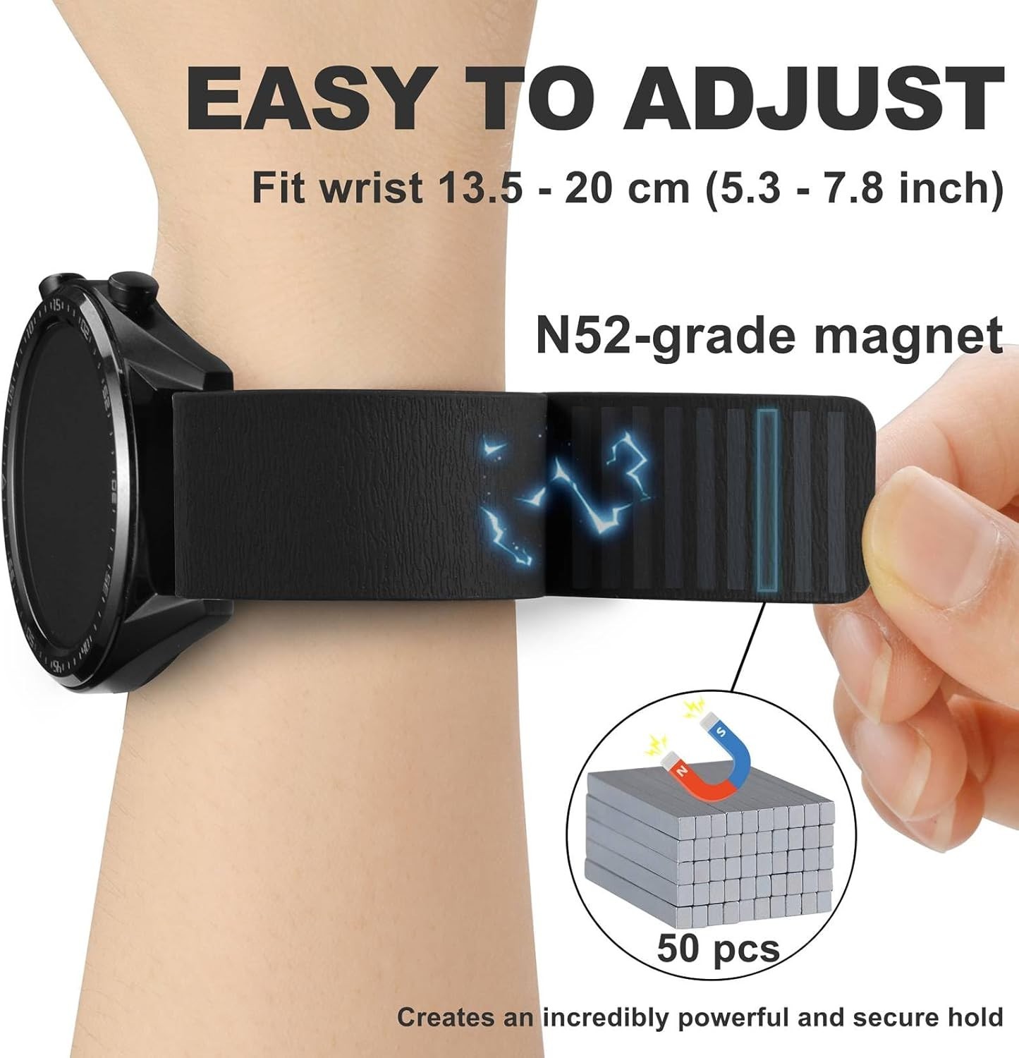 Easy Fit Magnetic Silicone Watch Band with Wood Texture 20mm 22mm