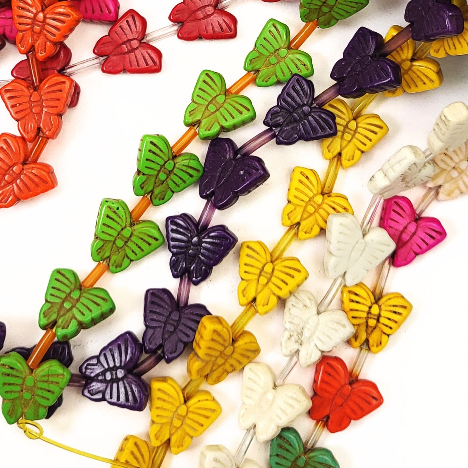 Turquoise Butterfly Beads Howlite 15mm Summer Jewelry Beads 15″ Strand Crafts