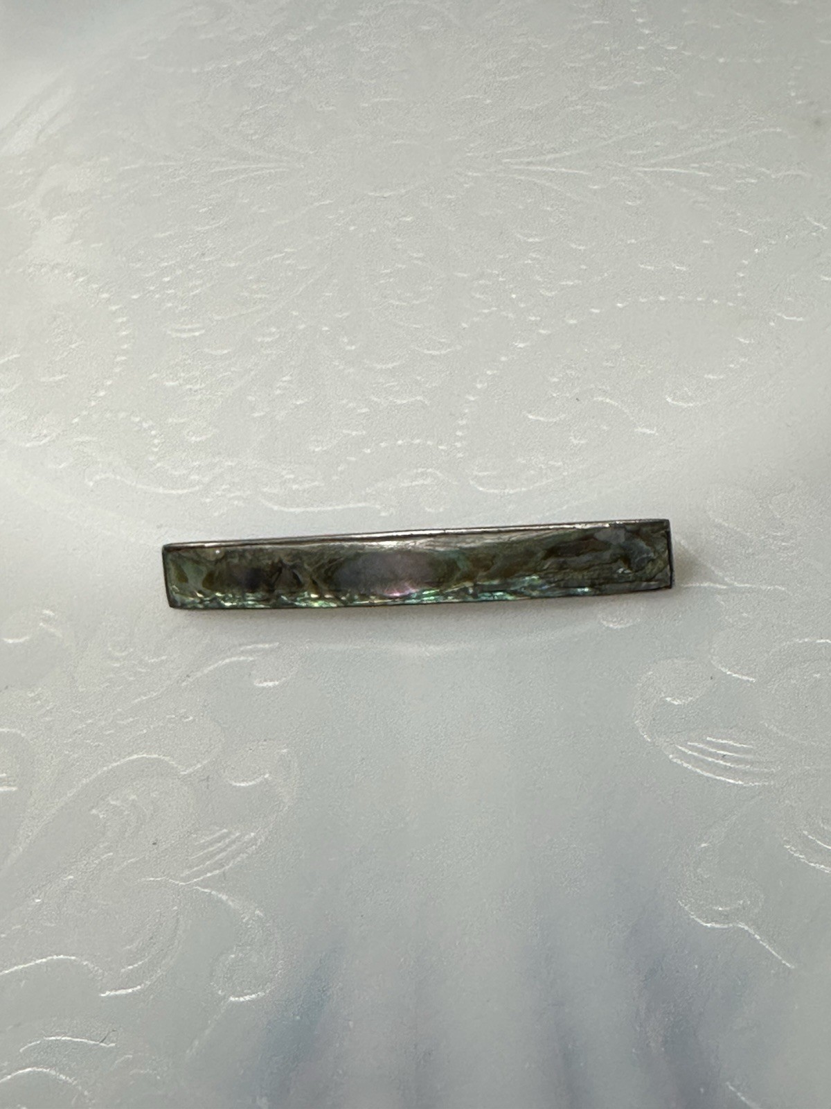 Vintage Sterling Silver Abalone Bar Brooch Pin Shell Ocean Beach
