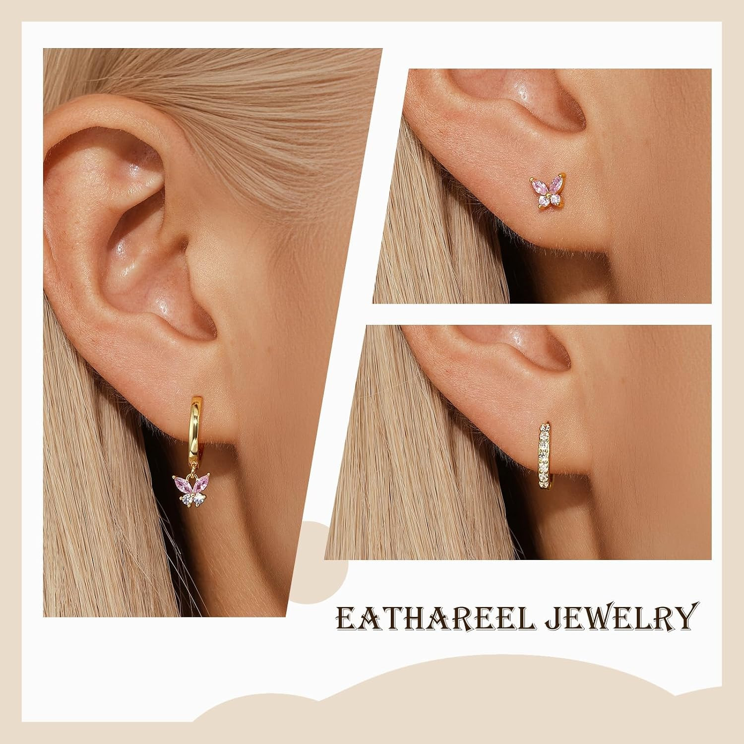 3 Pairs Hoop and Flat Back Earrings Set for Women, 14K Gold Plated or S925 Sterl