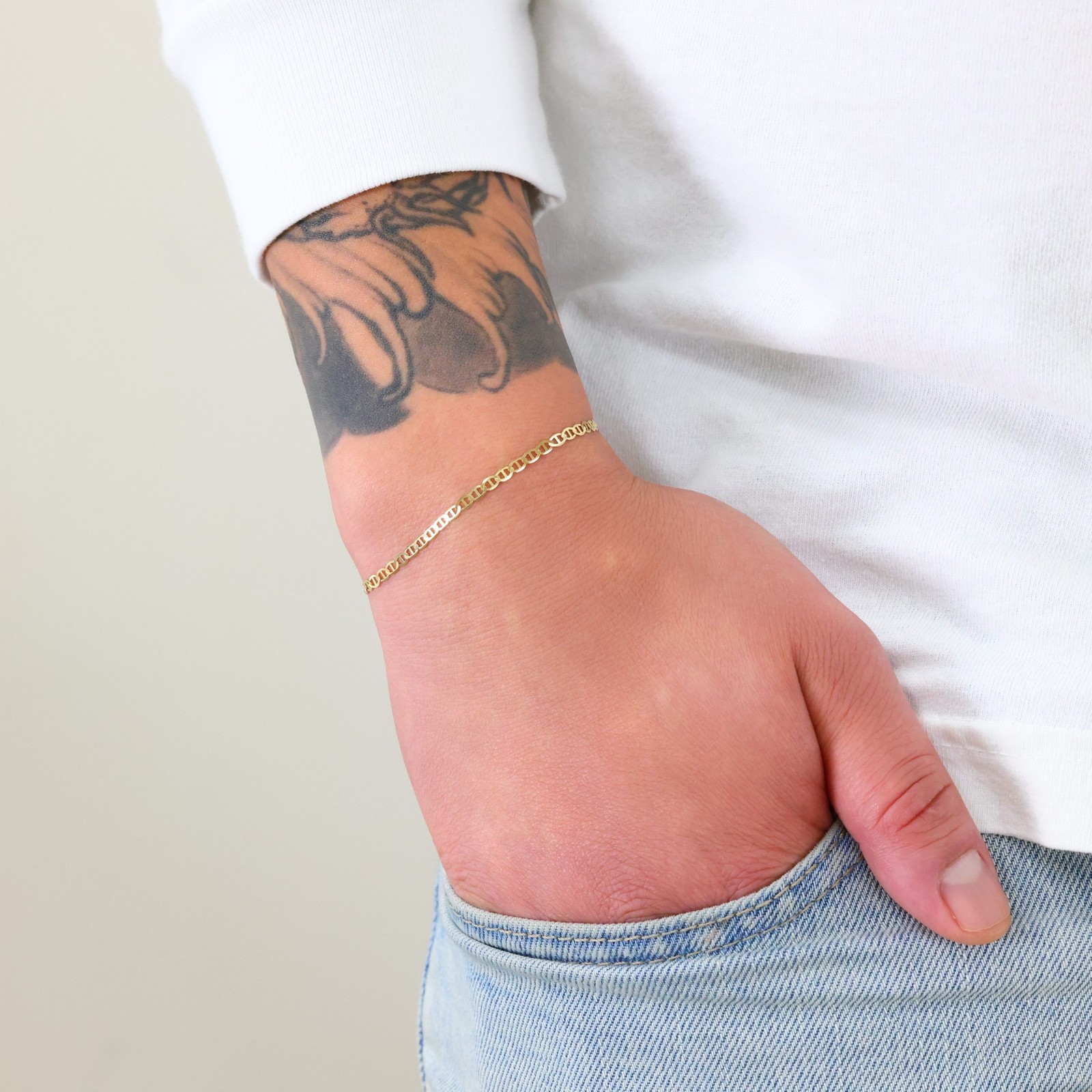 10K Yellow Gold Solid Womens 2.5mm Mariner Anchor Chain Bracelet Anklet 7″ 8″ 9″