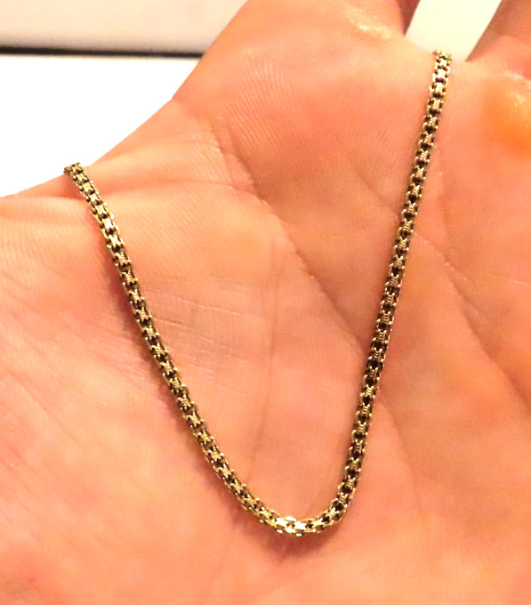 REAL solid 18K 750 Yellow Gold fancy flat links chain 20.5″ long woman ITALY