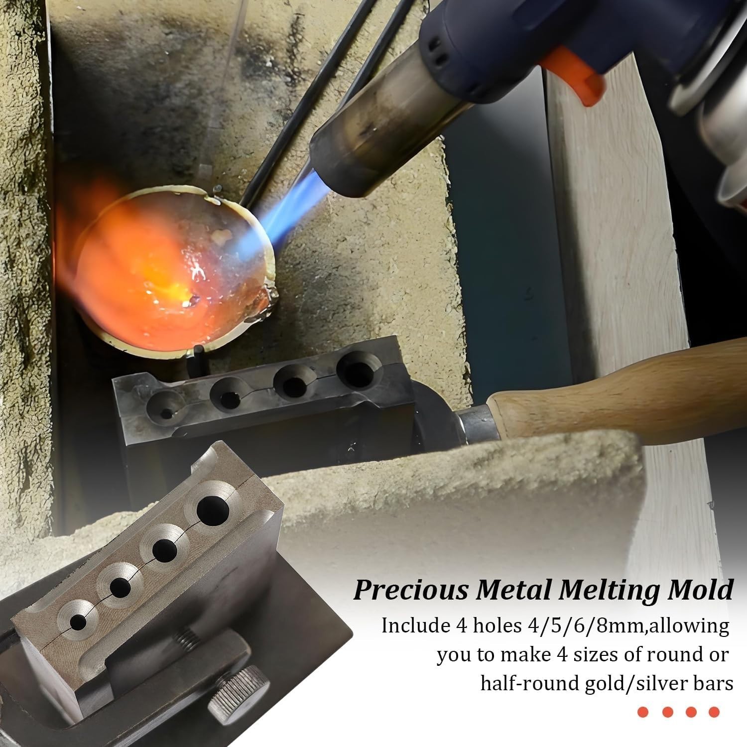 Compact Reversible Wire Plate Ingot Mold for Casting Gold & Silver – 3.5×2.8 in