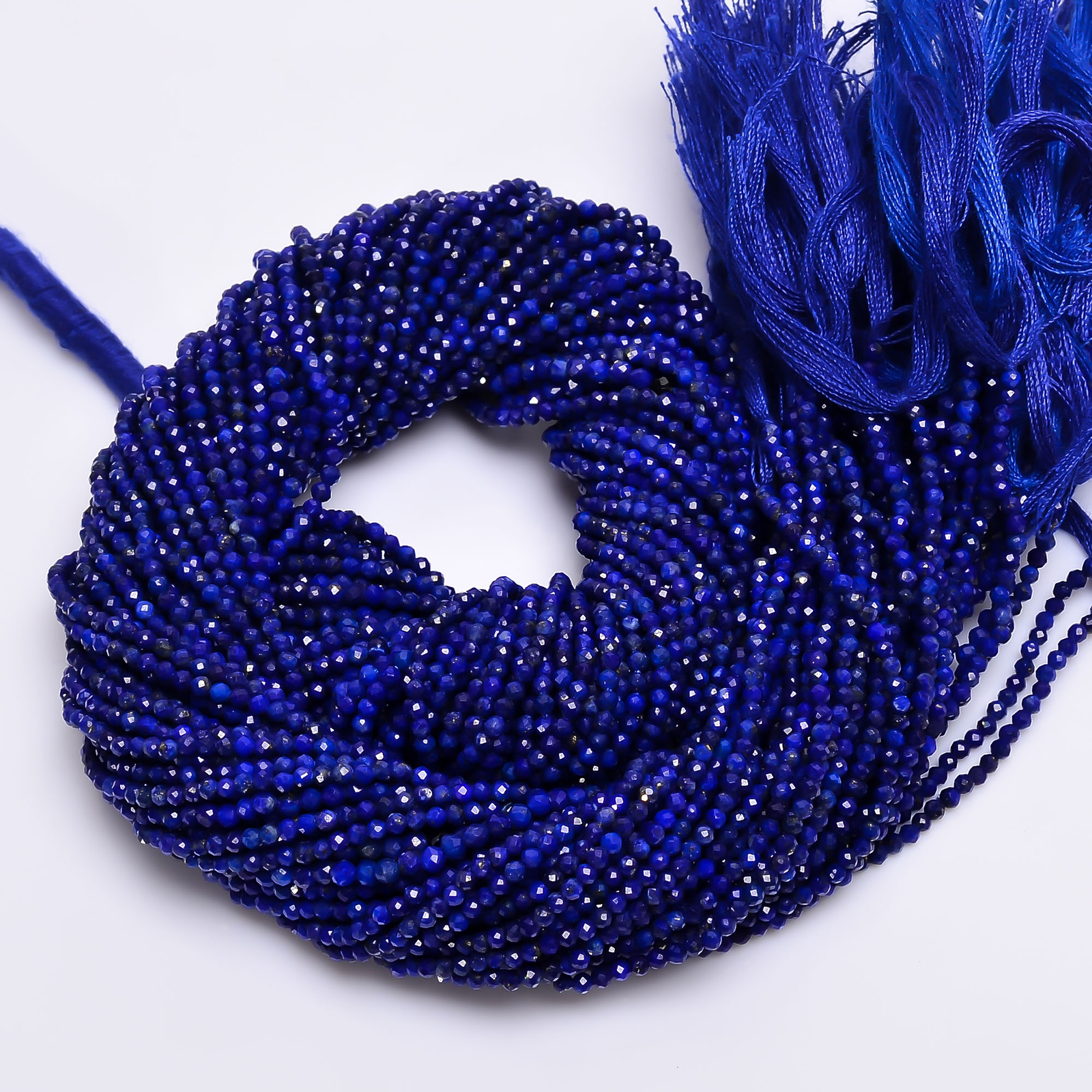 100% Natural Lapis Lazuli Gemstone Round Faceted Beads 2X2 mm Strand 13″ EB-256