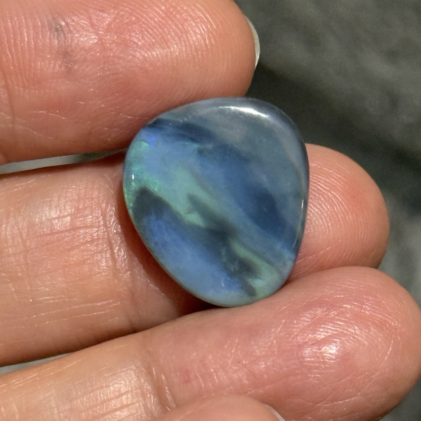 9.05ct 18.8×16.7×3.9mm Solid Picture Australian Black Opal Cabochon Loose Gem