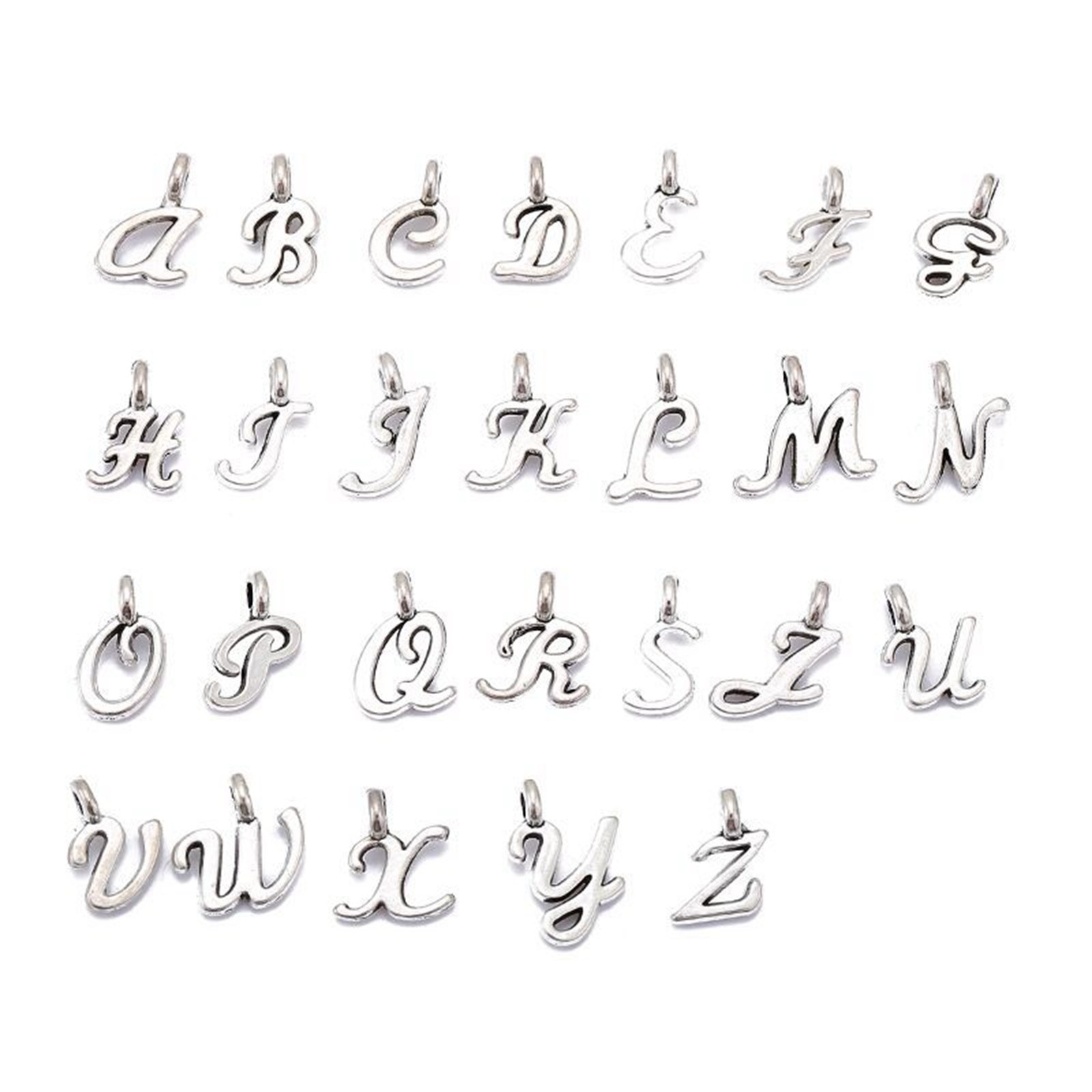 26/52pcs A-Z Mini Alphabet Charms – 10mm Silver Gold Alloy Letter Pendants DIY