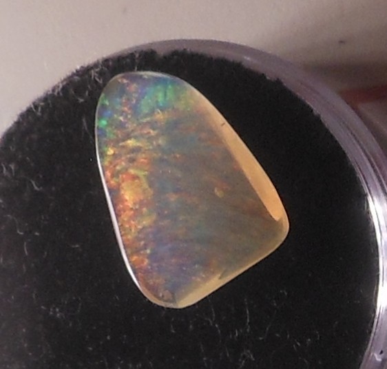 Rare 2.15ct Mexican Fire Opal freeform size dimensions=13.7mm x 10mm x 2.3mm