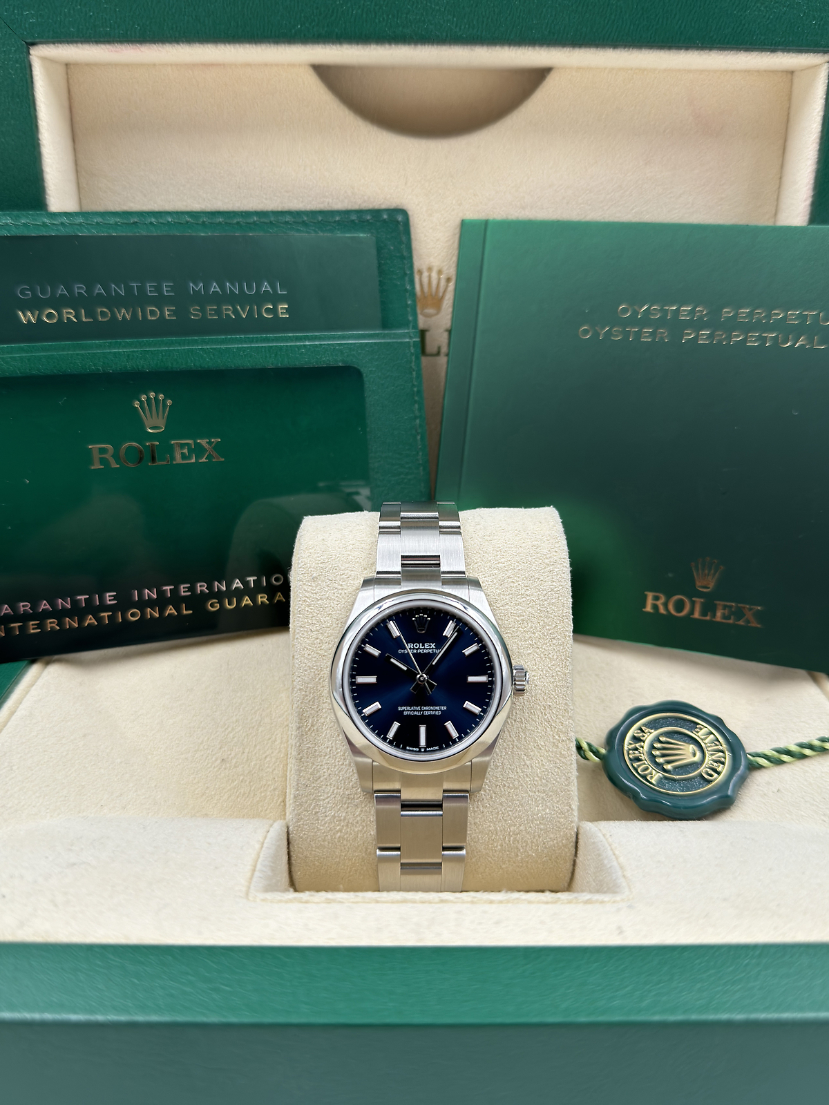 Rolex Oyster Perpetual 31mm Bright Blue Dial 277200 Box & Papers 2023
