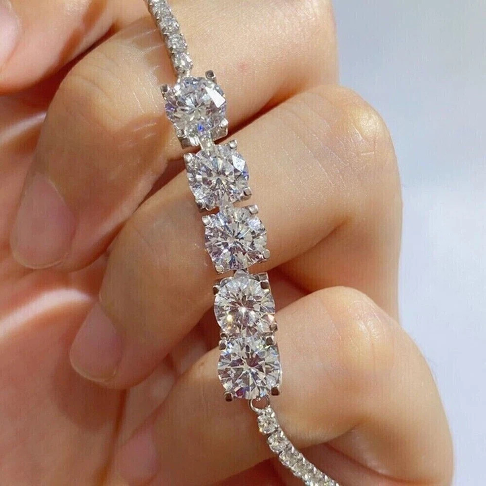 20Ct Round Cut Lab Created Diamond Tennis Bracelet 14K White Gold Finish