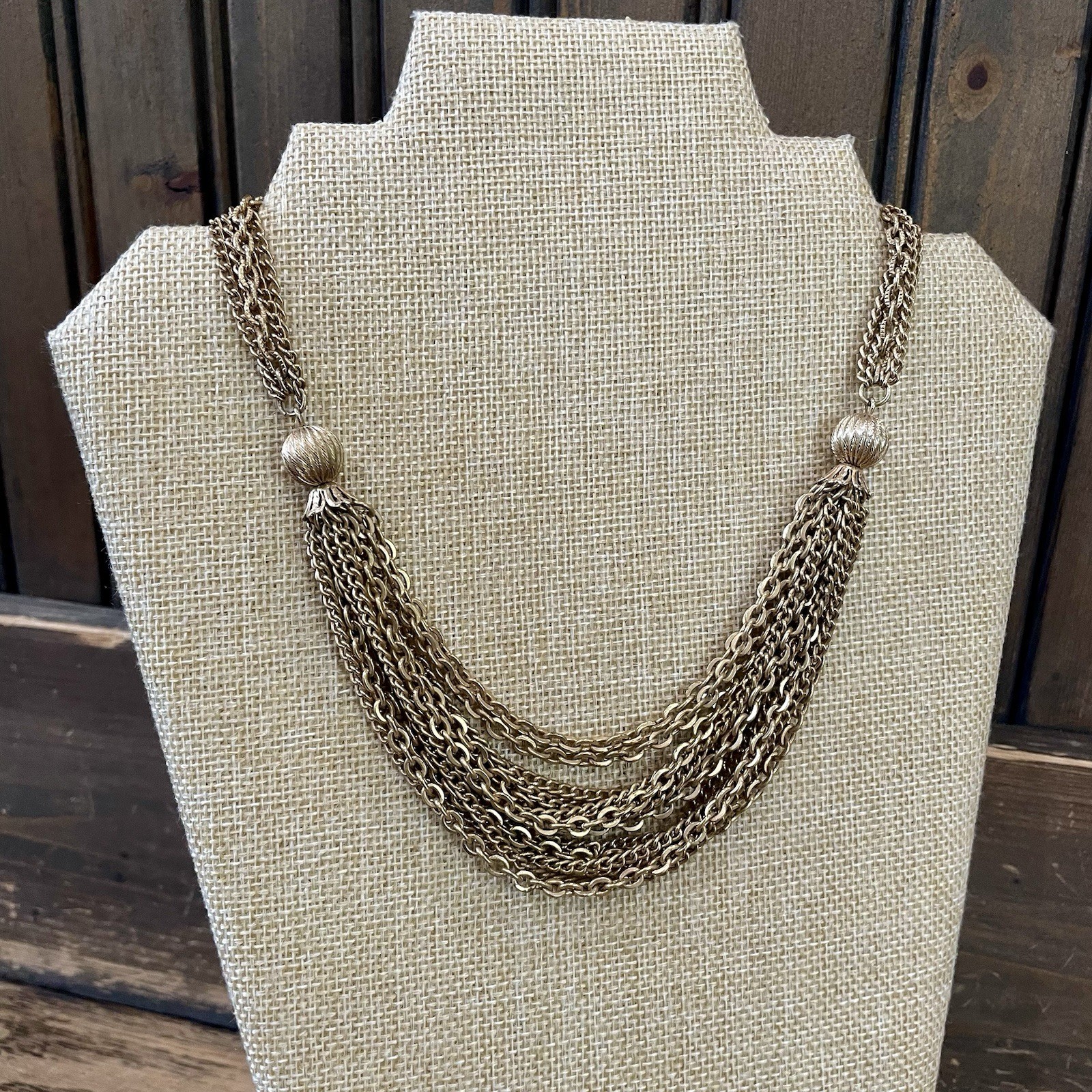 Vintage Multi-chain Gold Chain Choker Necklace With Clasp