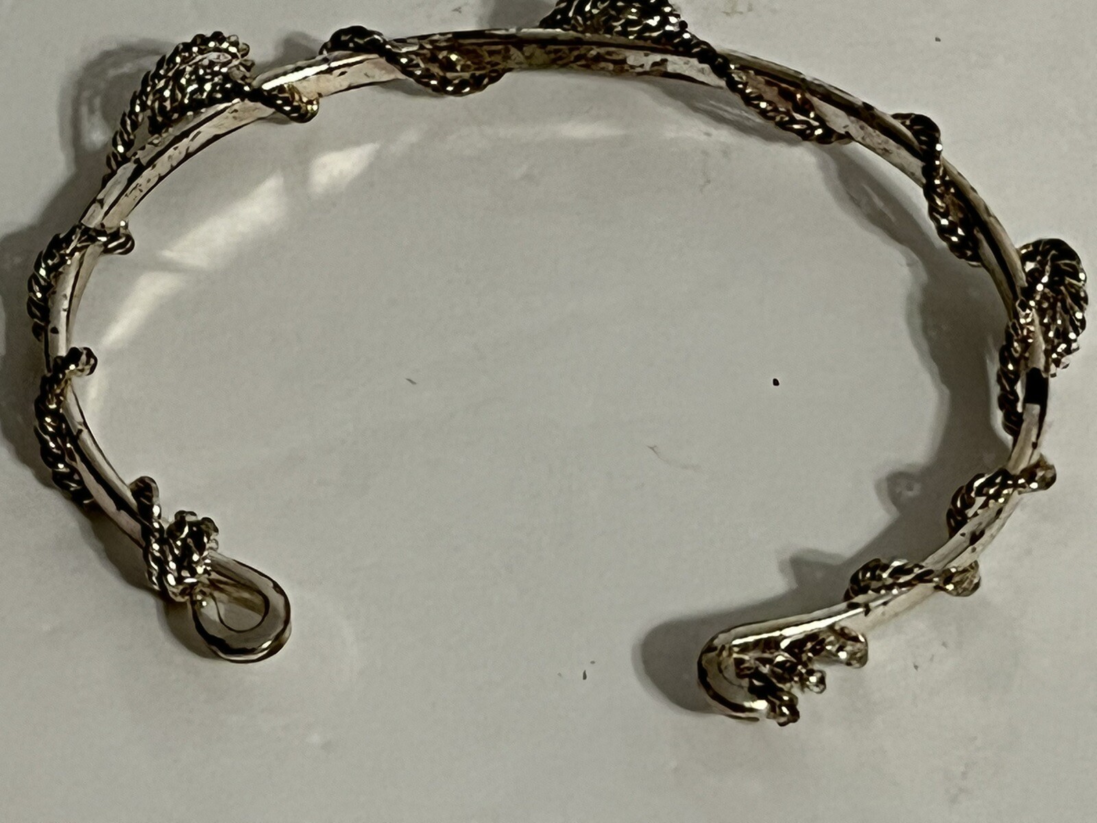 Bracelet Cuff Artisan Silver Tone Fashion 9″