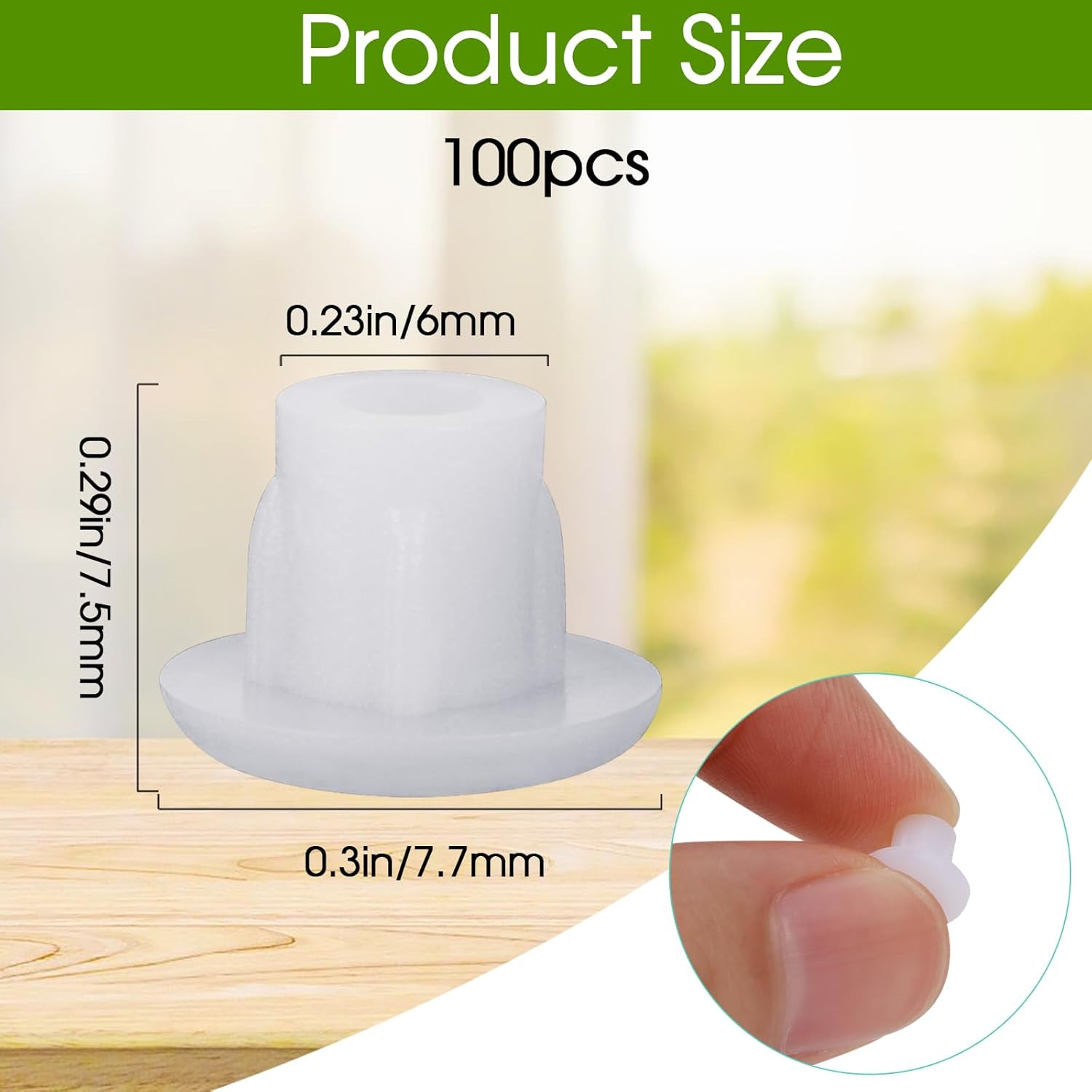 100 Pcs 1/4″(6Mm) Plastic Hole Plugs Screw Caps Cover White Plastic Hole Plugs f