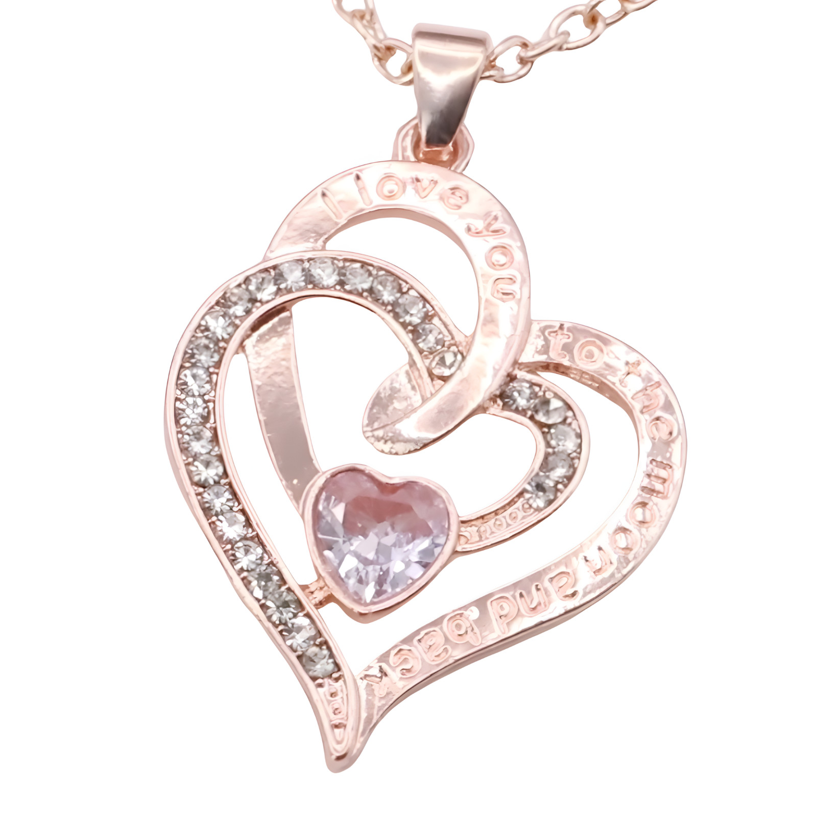 18K Gold Plated Zinc Alloy with Channel-Set Crystal Rhinestones Heart Stone B307