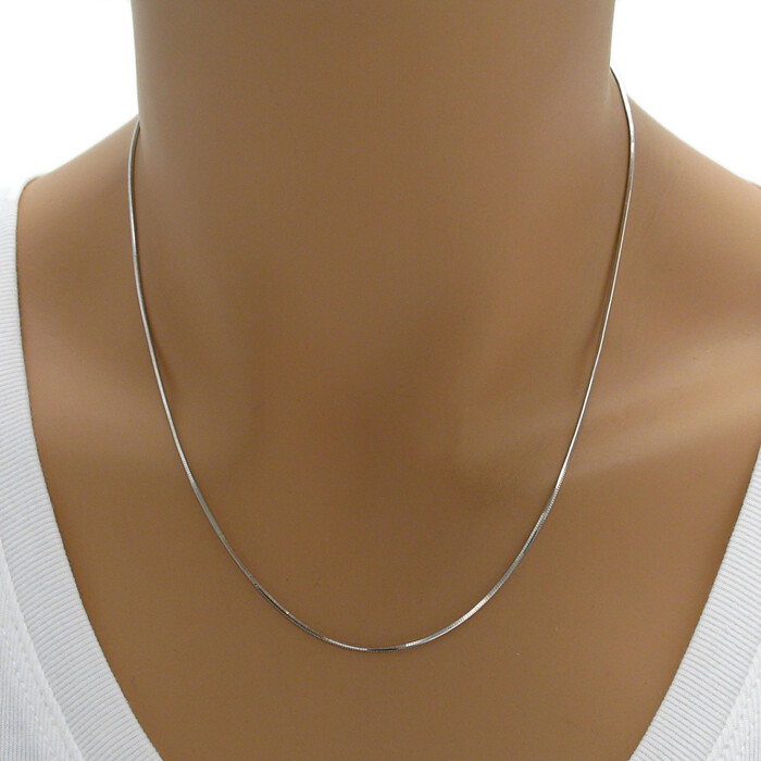 925 Sterling Silver 1mm Rhodium Diamond Cut Snake Chain Necklace (025 Gauge)