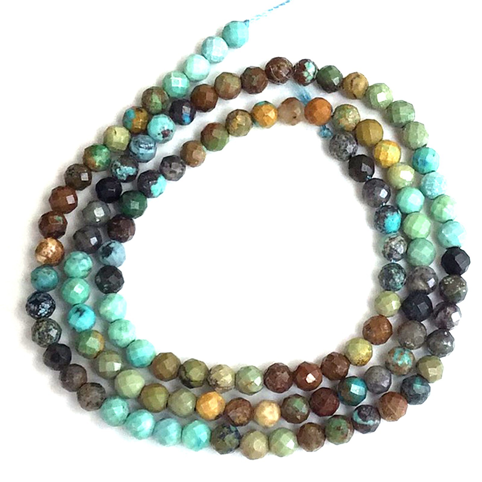 4mm Grade AAA Genuine Natural Turquoise Brown Blue Green Faceted Round Bead 15″