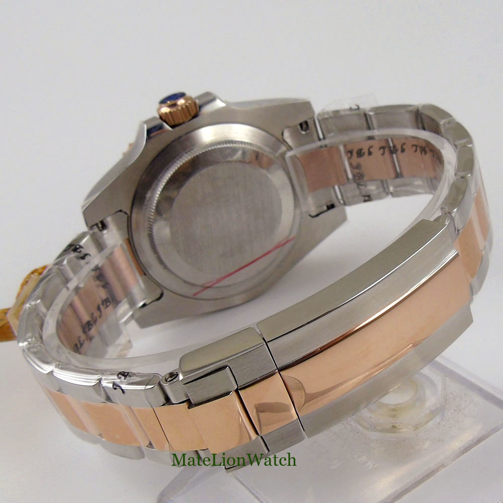 40mm Rose Gold Sapphire Watch Case Fit NH35 Miyota8215 DG2813 ETA2824 PT5000