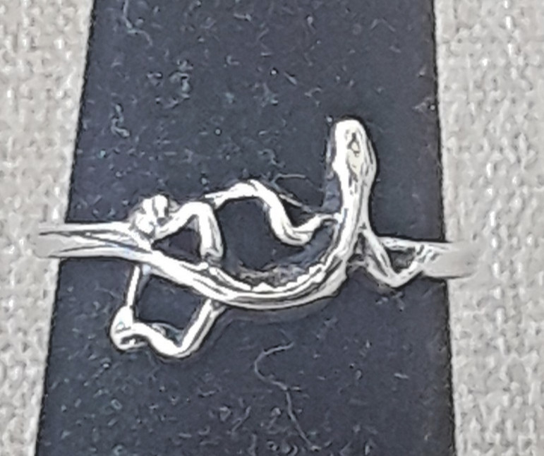 Vintage 925 Sterling Silver Lizard Gecko Ring Size 17.7mm/7.5