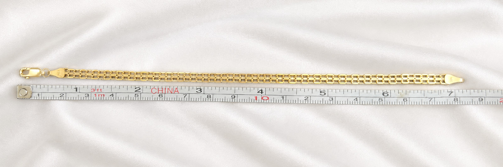 14K Yellow Gold Fancy Link Bracelet 7.25” 2.82g New in Box Never Worn
